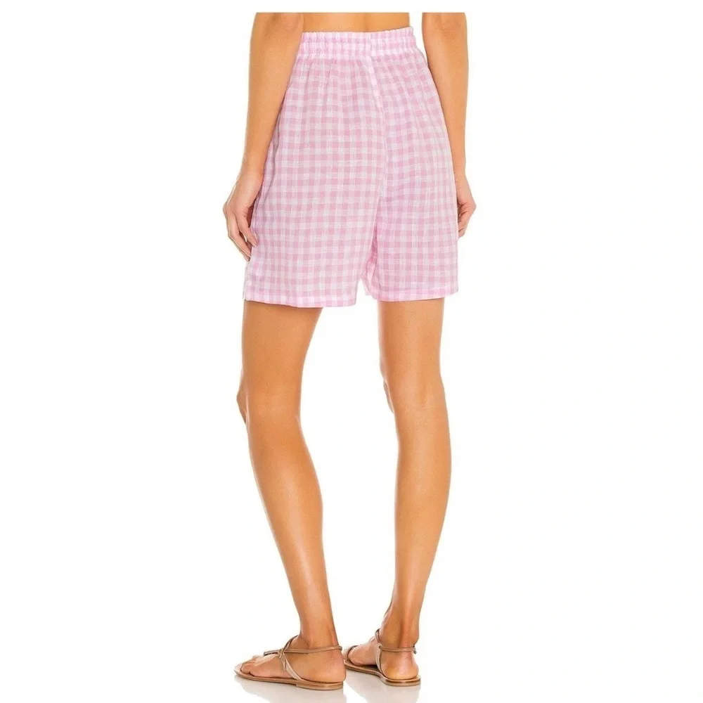 FRANKIES‎ BIKINIS Lou Gingham Shorts In Pink, Size S